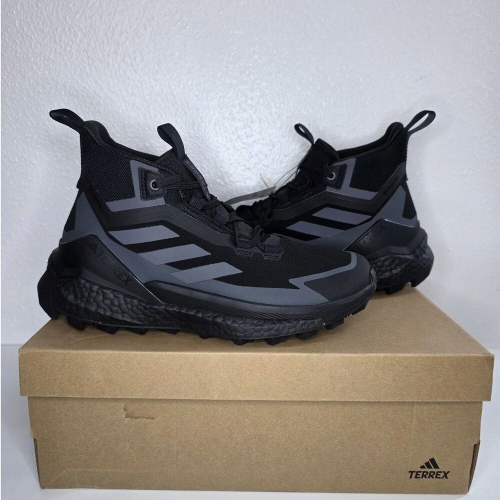 Adidas Terrex Free Hiker 2.0 Gore-Tex Hiking Shoes BOOST Sole Black Grey Men 7.5